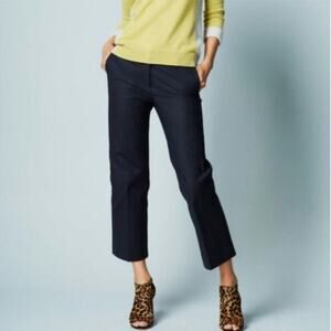 Boden Twickenham Cropped Mid Rise Wide Leg Twill Chino Pants Navy Blue Size 8